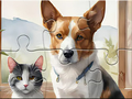 Oyunu Jigsaw Puzzle: Oil Painting Dog And Cat