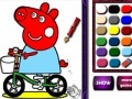 Oyunu Piggy on bike. Coloring
