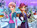 Oyunu Elsa and Anna Winter Dress Up