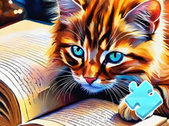 Oyunu Jigsaw Puzzle: Cat Reading