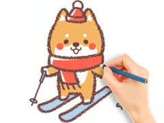 Oyunu Coloring Book: Skiing Puppy