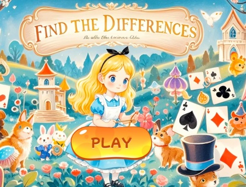 Farklılıkları bulun: Harikalar Diyarında Alice .