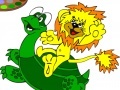 Oyunu Lion cub and a large turtle