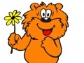 Oyunu Bear cub with a beautiful camomile